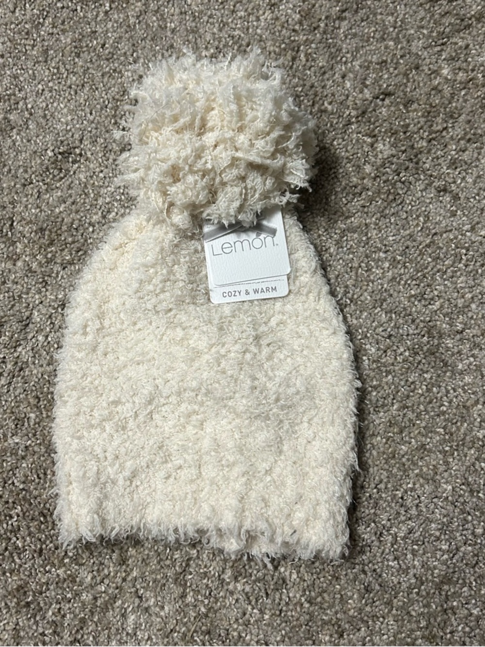 3/$10 Lemon Soft Cream Fuzzy Pom Hat